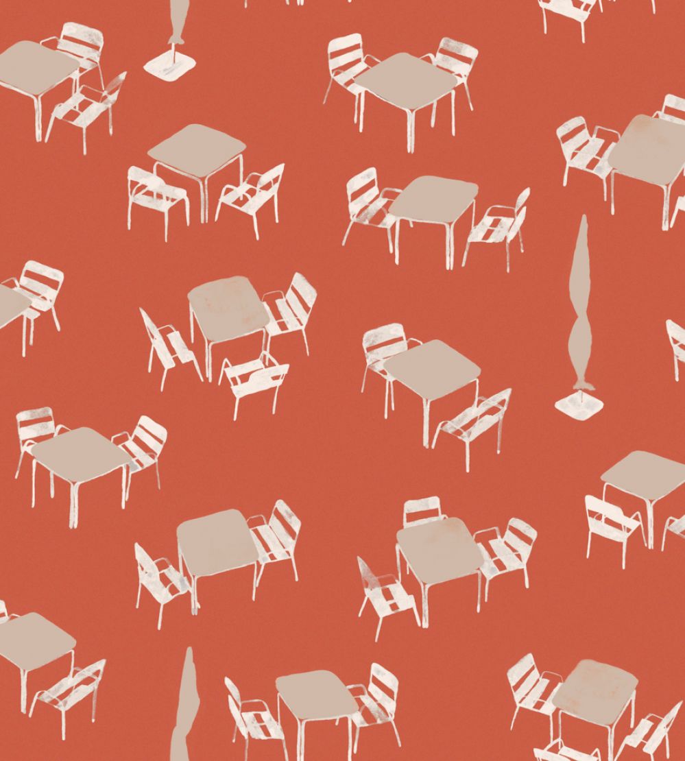 Terraceo Wallpaper by Tres Tintas Red
