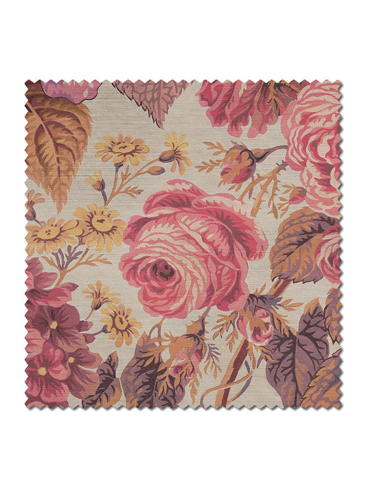 The Brambles Linen Fabric by Divine Savages in Antique Rose, pattern swatch