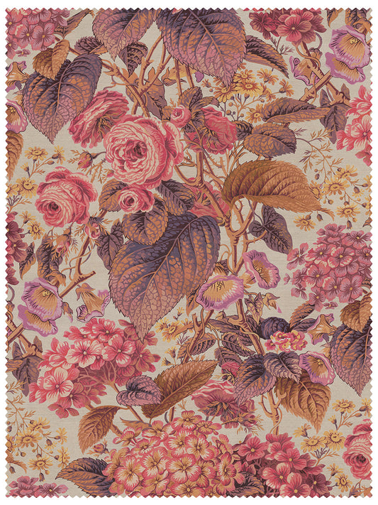 The Brambles Velvet Fabric by Divine Savages in Antique Rose, pattern swatch