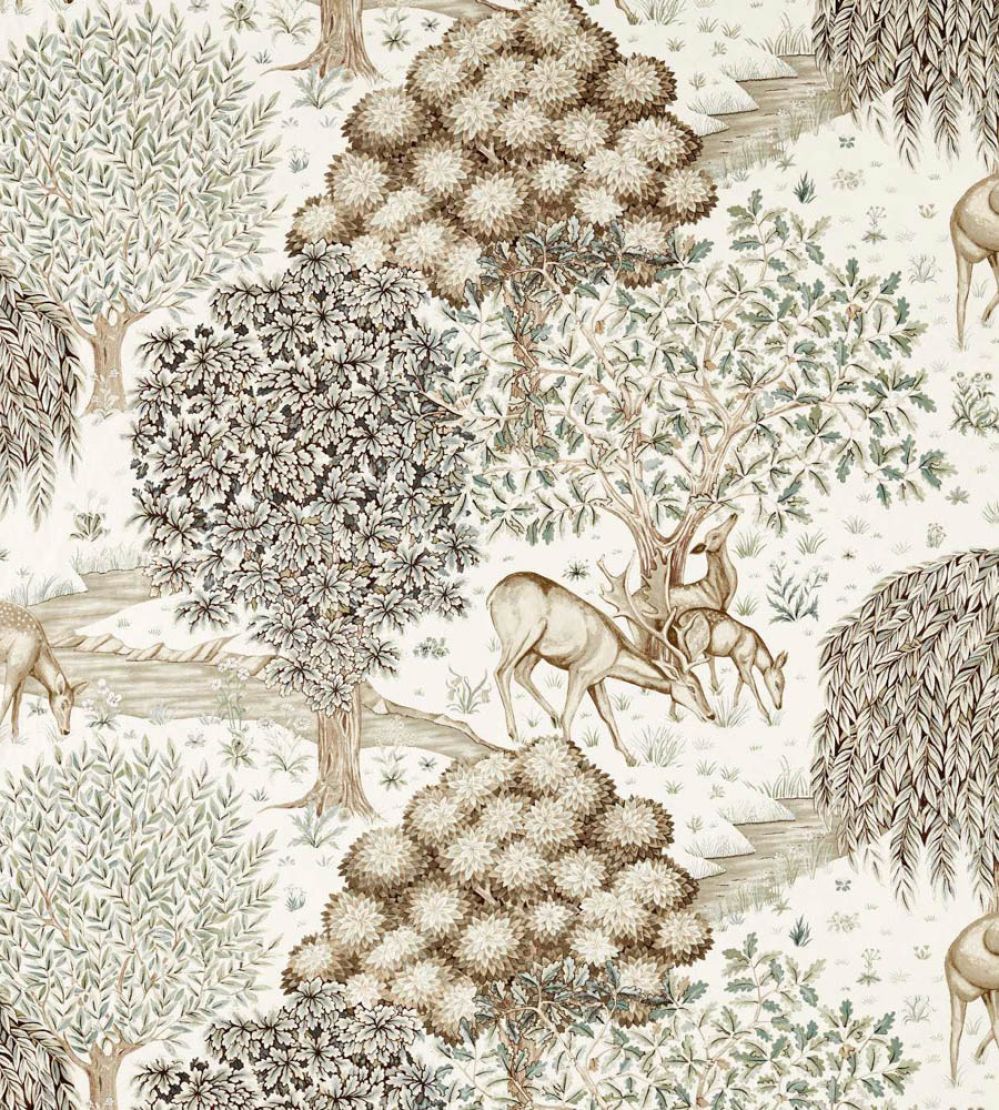 The Brook Wide Width Fabric by Morris & Co Sage/Linen