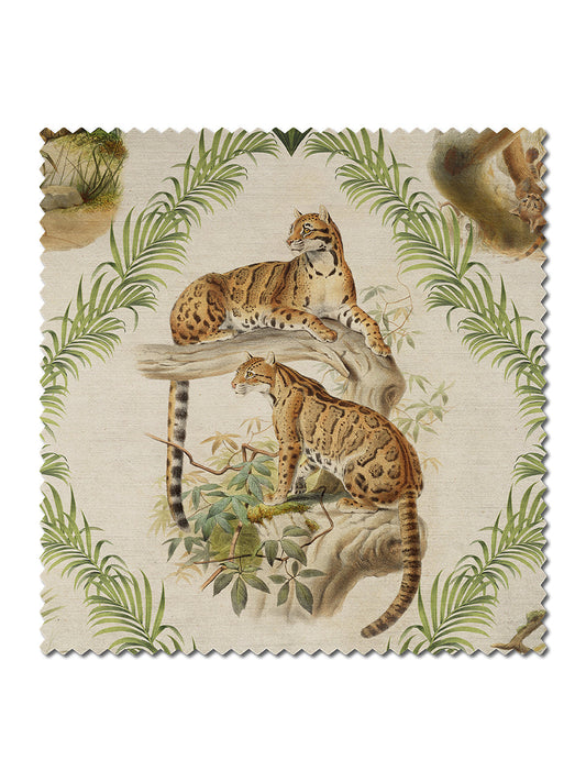 The Fierce & The Fabulous Velvet Fabric by Divine Savages in Archive Green, pattern swatch