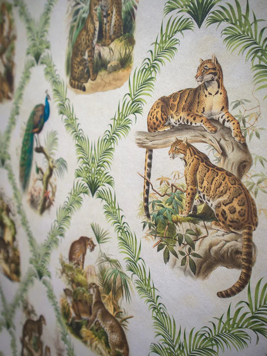 The Fierce & The Fabulous Wallpaper by Divine Savages in Archive Green, pattern swatch
