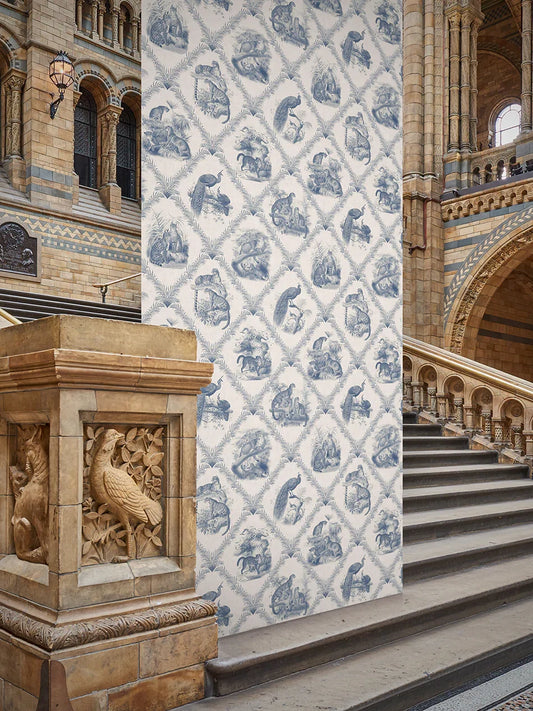 The Fierce & The Fabulous Wallpaper by Divine Savages in Heritage Blue, pattern swatch