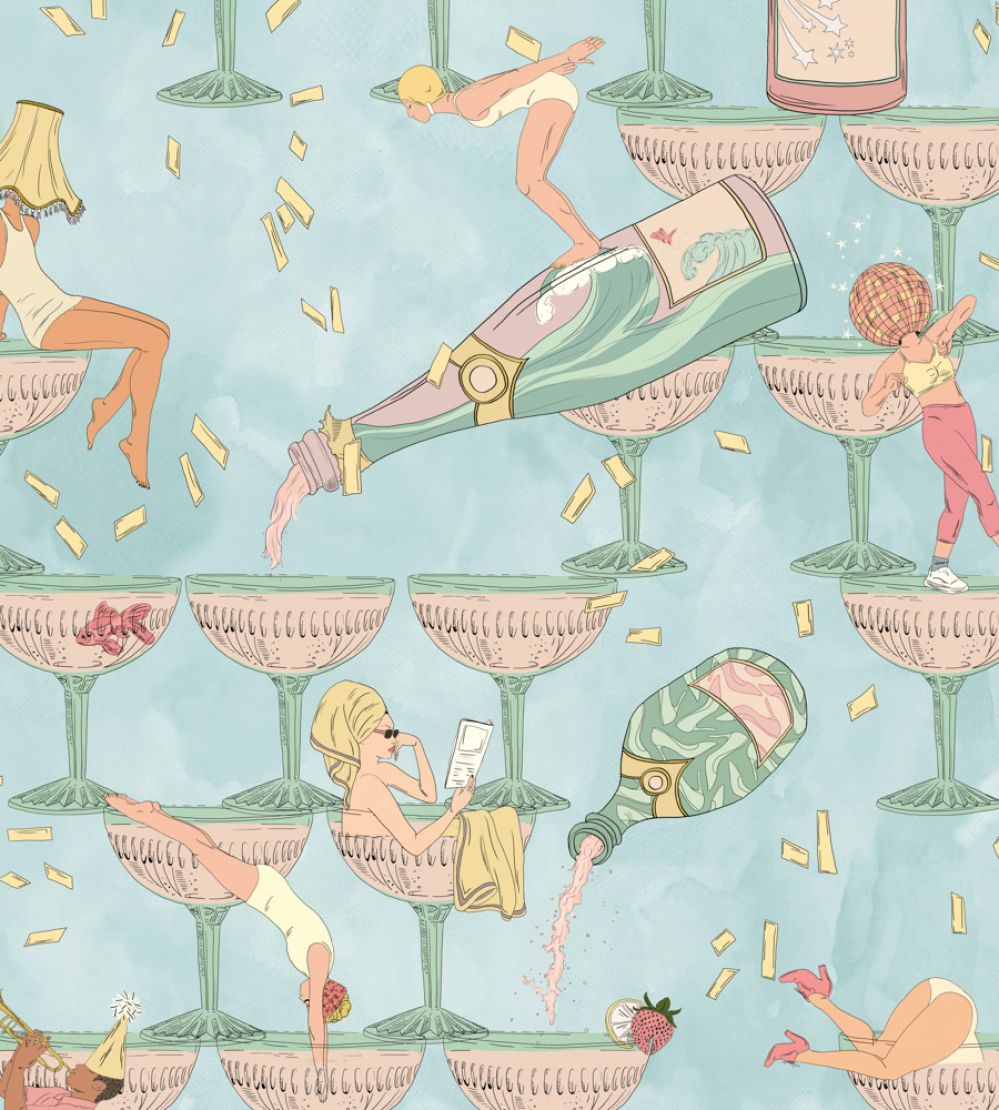 The Grand Pour Wallpaper by Brand McKenzie Aqua Miami