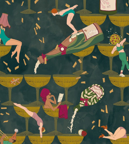 The Grand Pour Wallpaper by Brand McKenzie Dirty Olive