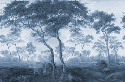 The Green Forest Vintage Blue mural by Rebel Walls