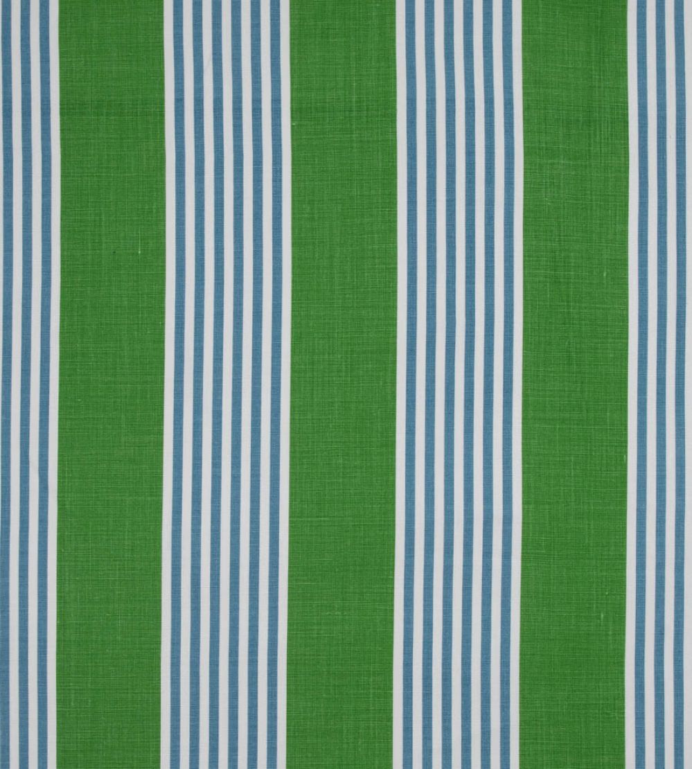 The Hudson Stripe Fabric by Christopher Farr Cloth Green