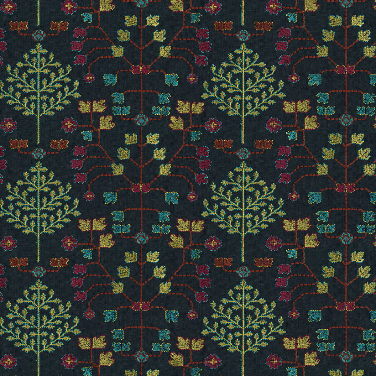 The ReBorn House TRH2137 Fabric, colorway TRH2137.B - botanical in black, brown, green