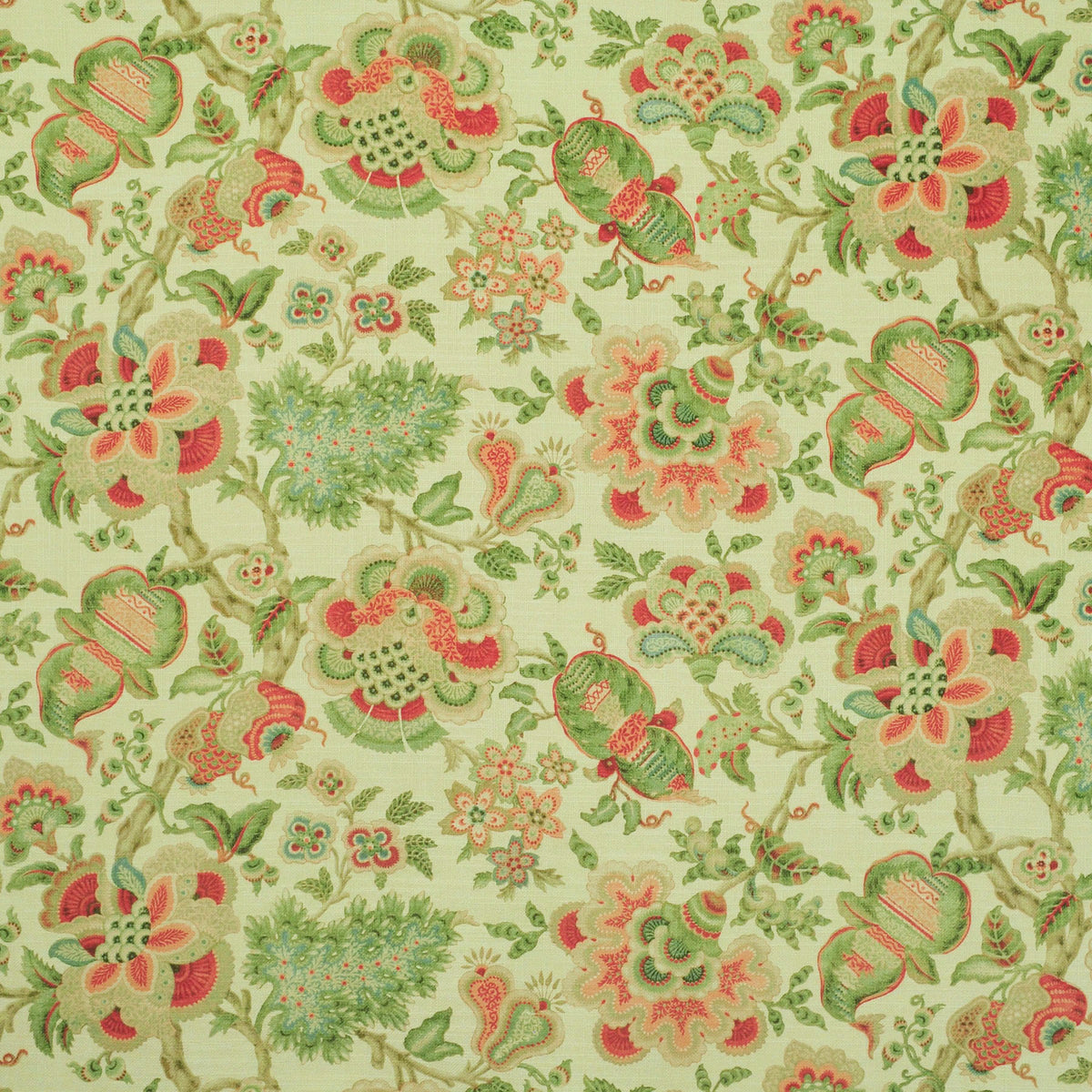 The ReBorn House TRH2173 Fabric, colorway TRH2173.A - botanical in green, yellow, blue