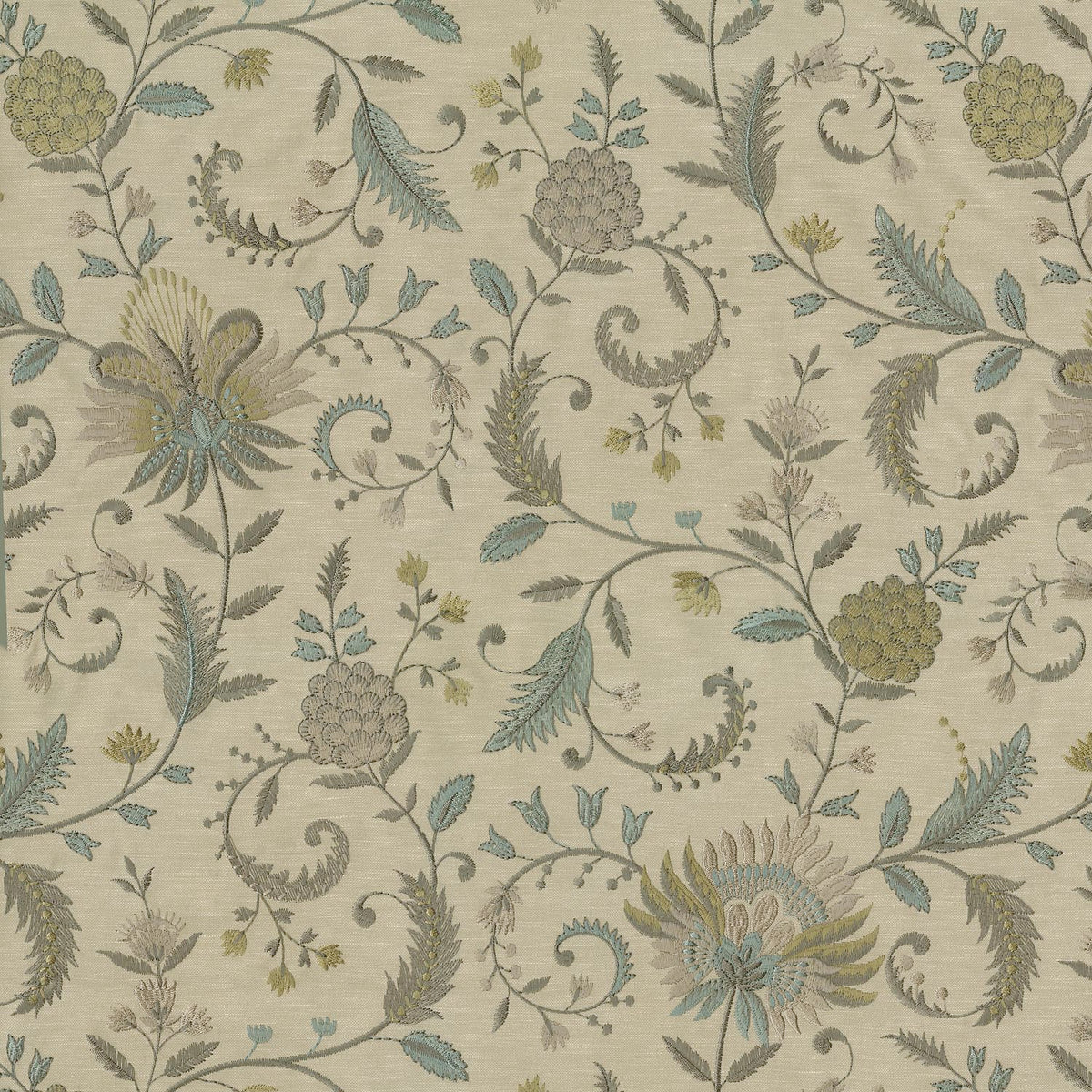 The ReBorn House TRH2275 Fabric, colorway TRH2275.D - botanical in neutral, blue, red