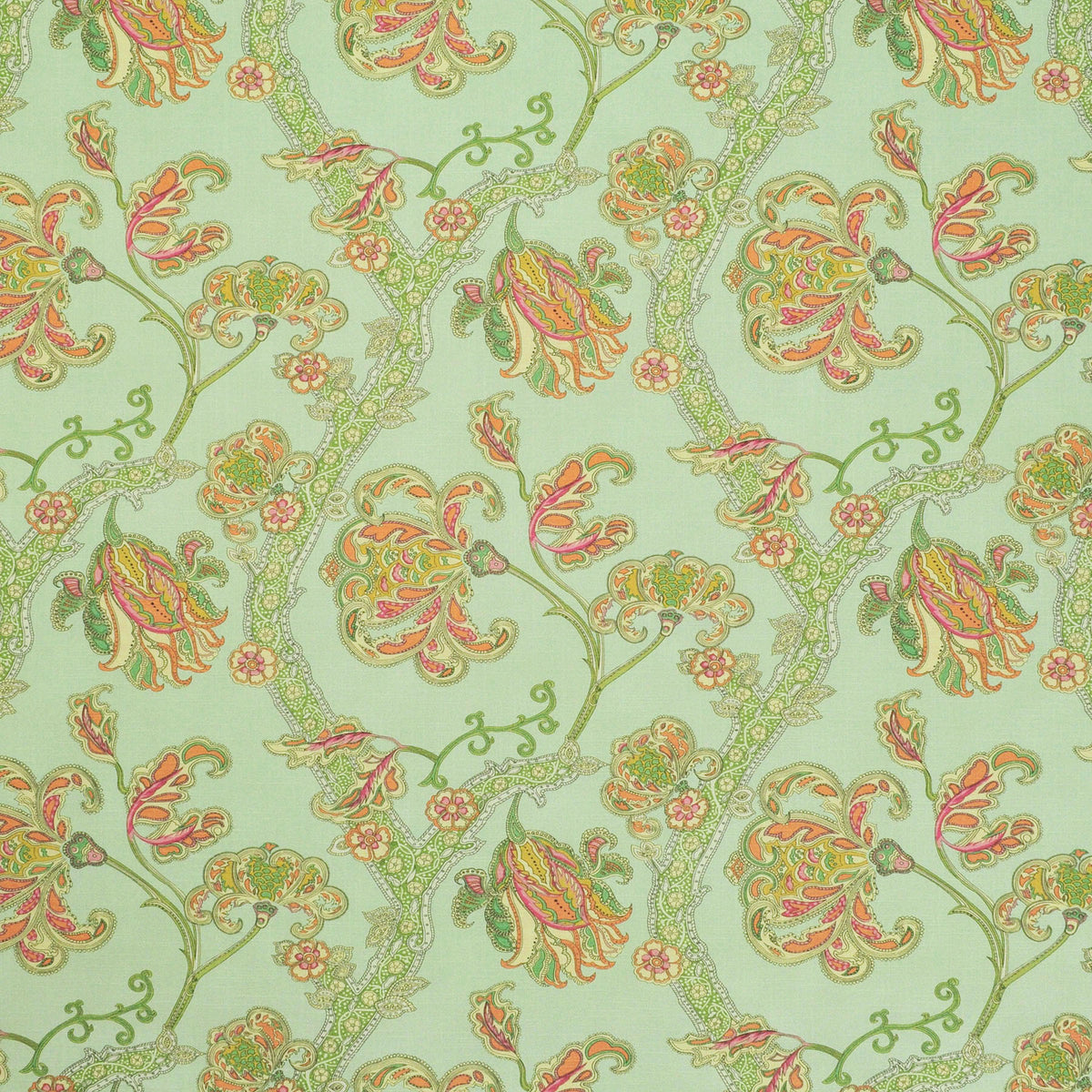 The ReBorn House TRH2345 Fabric, colorway TRH2345.C - botanical in blue, green, orange