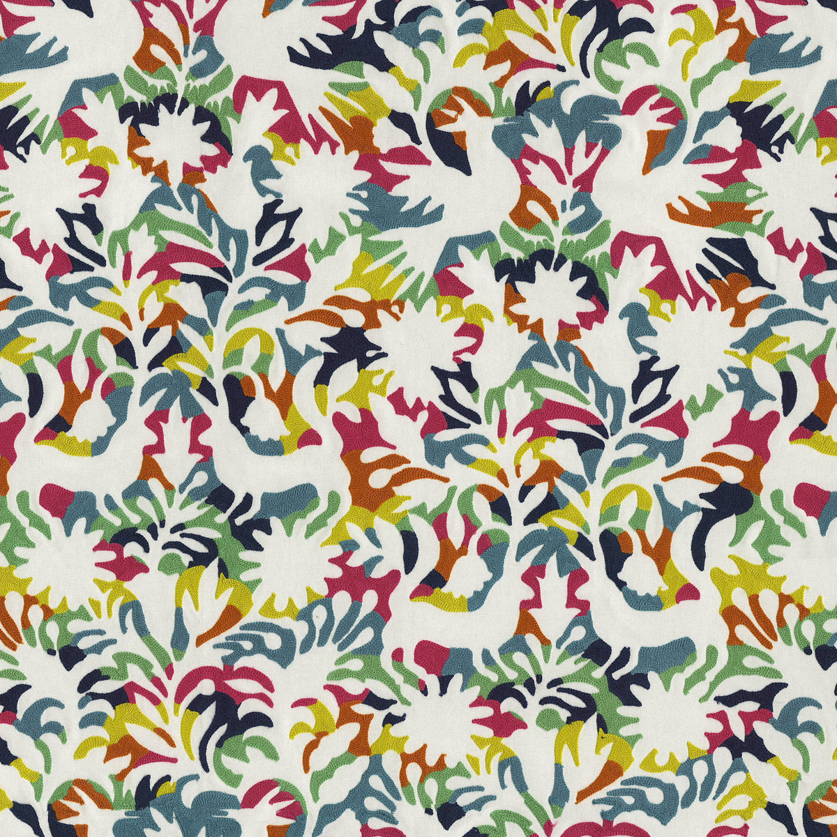 The ReBorn House TRH2501 Fabric, colorway TRH2501.A - botanical / animal in blue, pink, yellow