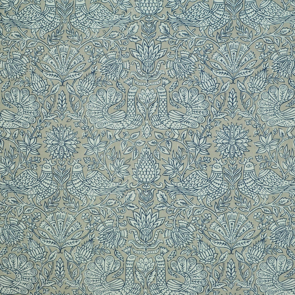 The ReBorn House TRH2586 Fabric, colorway TRH2586.A - animal / botanical in blue, neutral, green