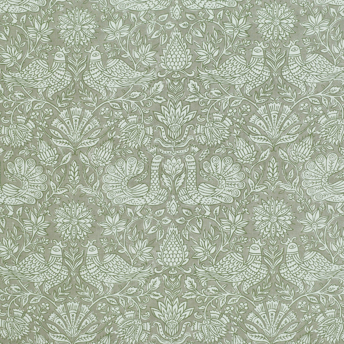 The ReBorn House TRH2586 Fabric, colorway TRH2586.B - animal / botanical in blue, neutral, green