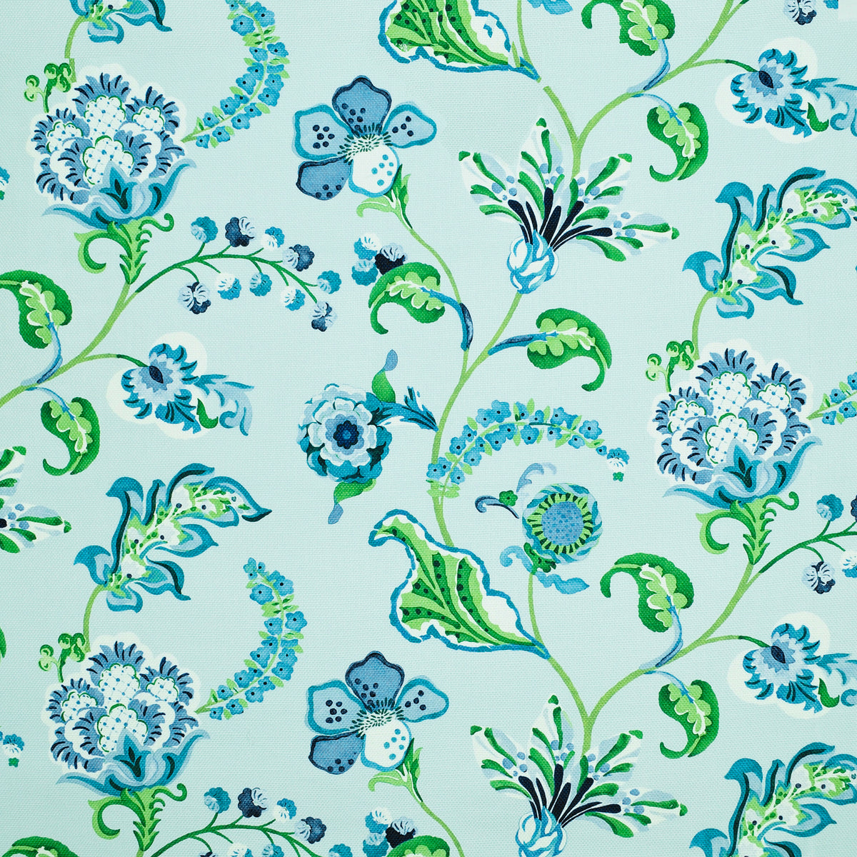 The ReBorn House TRH2708 Fabric, colorway TRH2708.A - botanical in blue, green, orange