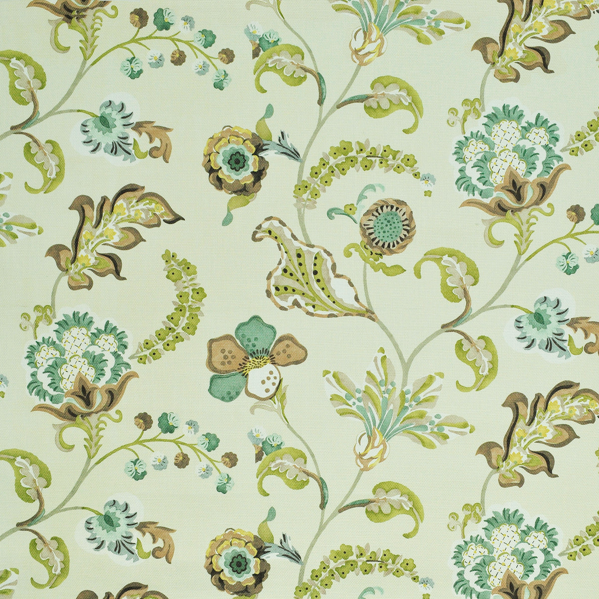 The ReBorn House TRH2708 Fabric, colorway TRH2708.D - botanical in blue, green, orange