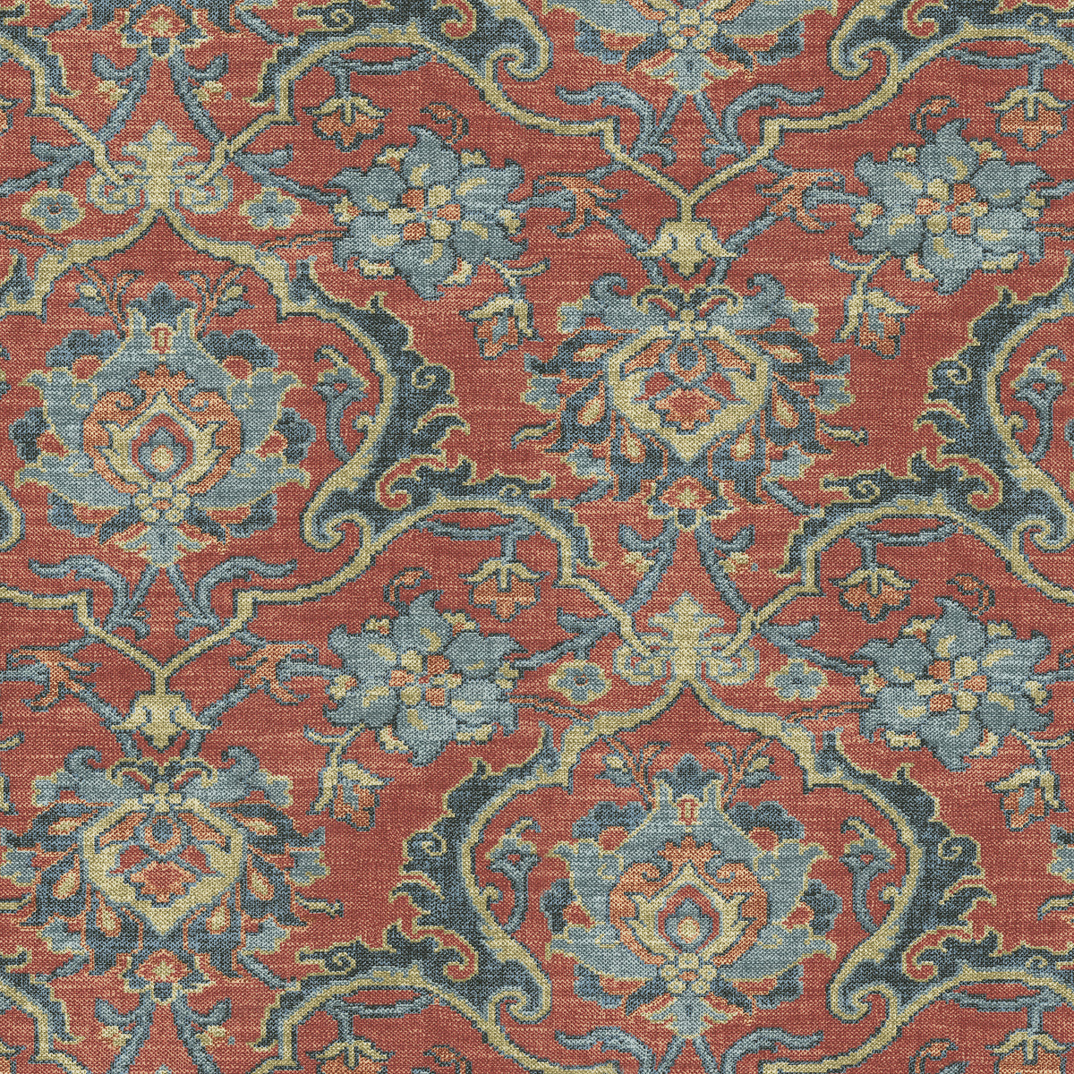 The ReBorn House TRH3096 Fabric, colorway TRH3096.A - kilim in red, blue, green