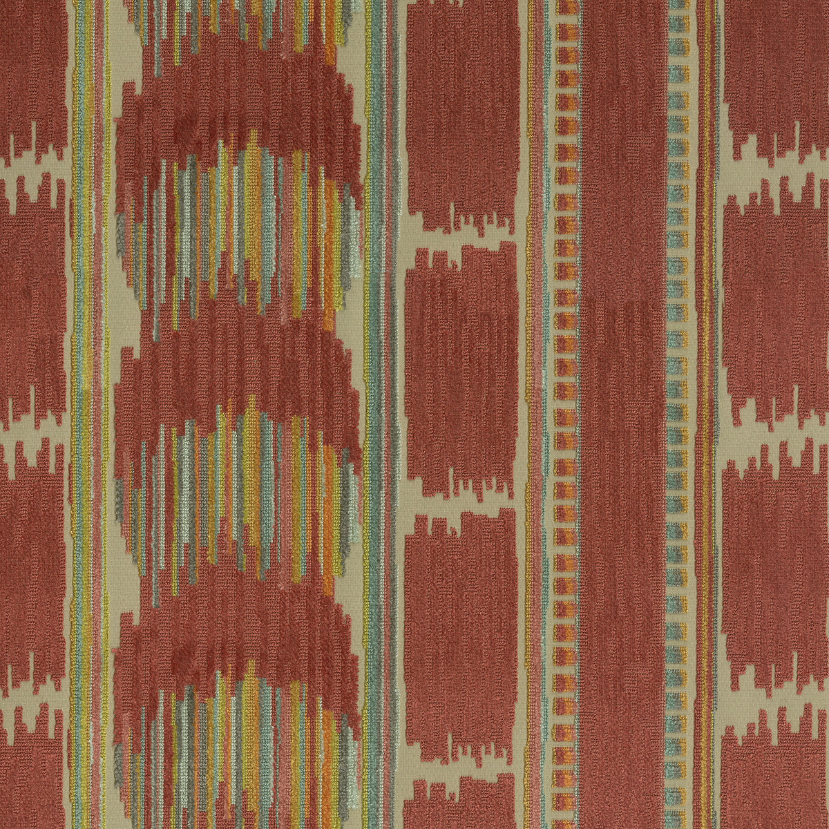 The ReBorn House TRH3239 Fabric, colorway TRH3239.A - ikat in red, brown