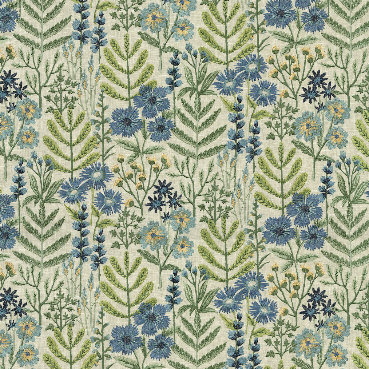 The ReBorn House TRH3274 Fabric, colorway TRH3274.A - botanical in blue, pink, yellow