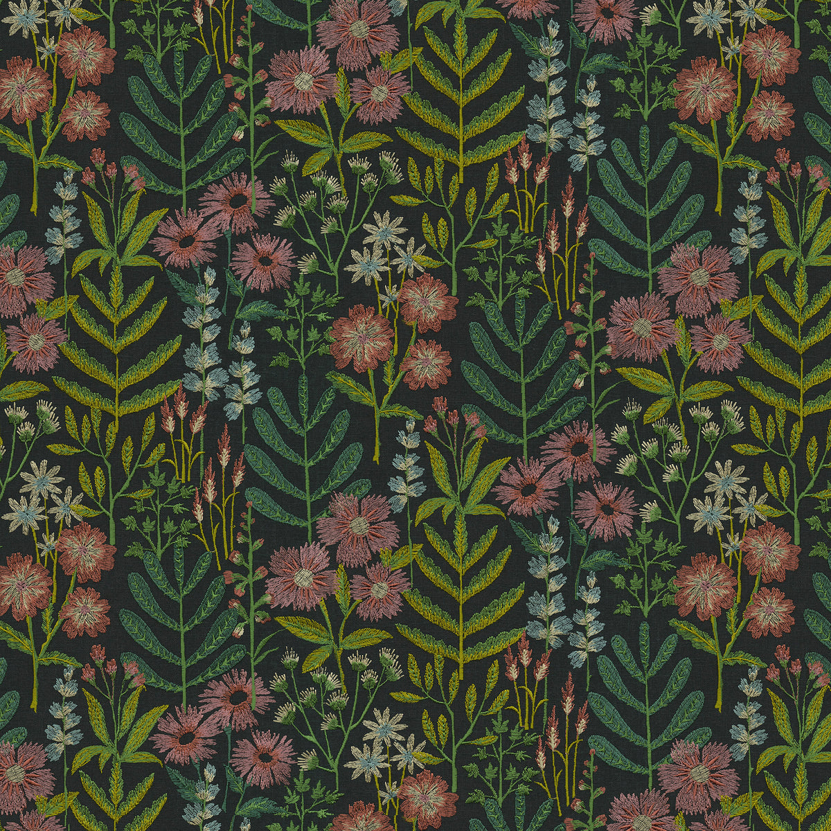 The ReBorn House TRH3274 Fabric, colorway TRH3274.C - botanical in blue, pink, yellow