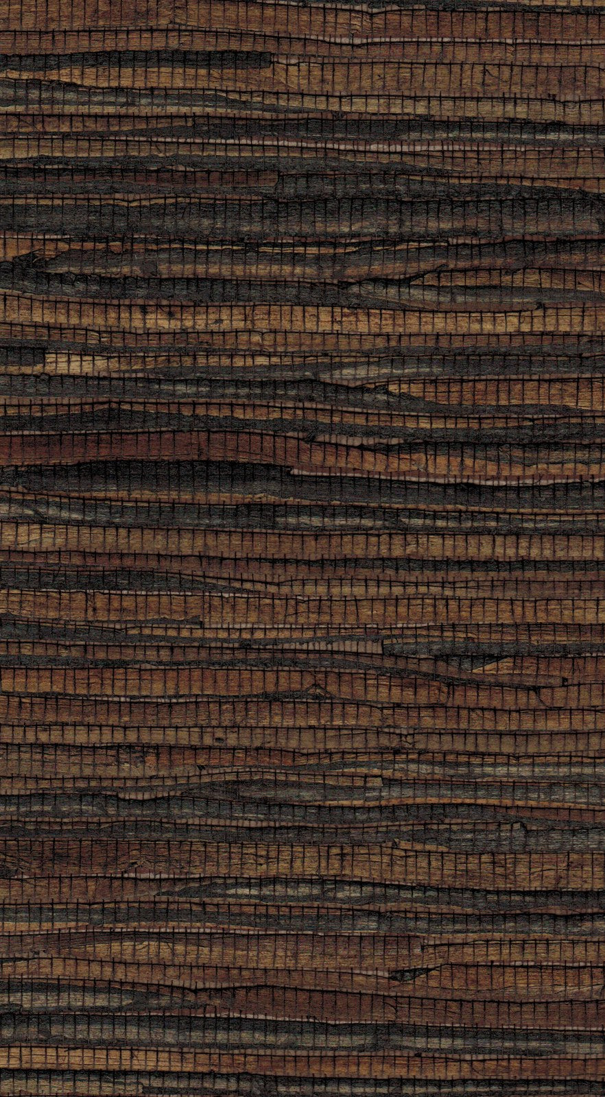 The ReBorn House TRH51096 Java Grass Wallcovering in brown and black, colorway TRH51096.A, swatch