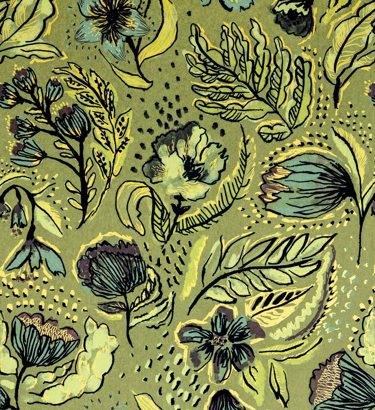 The ReBorn House TRH51440 Wallpaper in green, colorway TRH51440.A, swatch