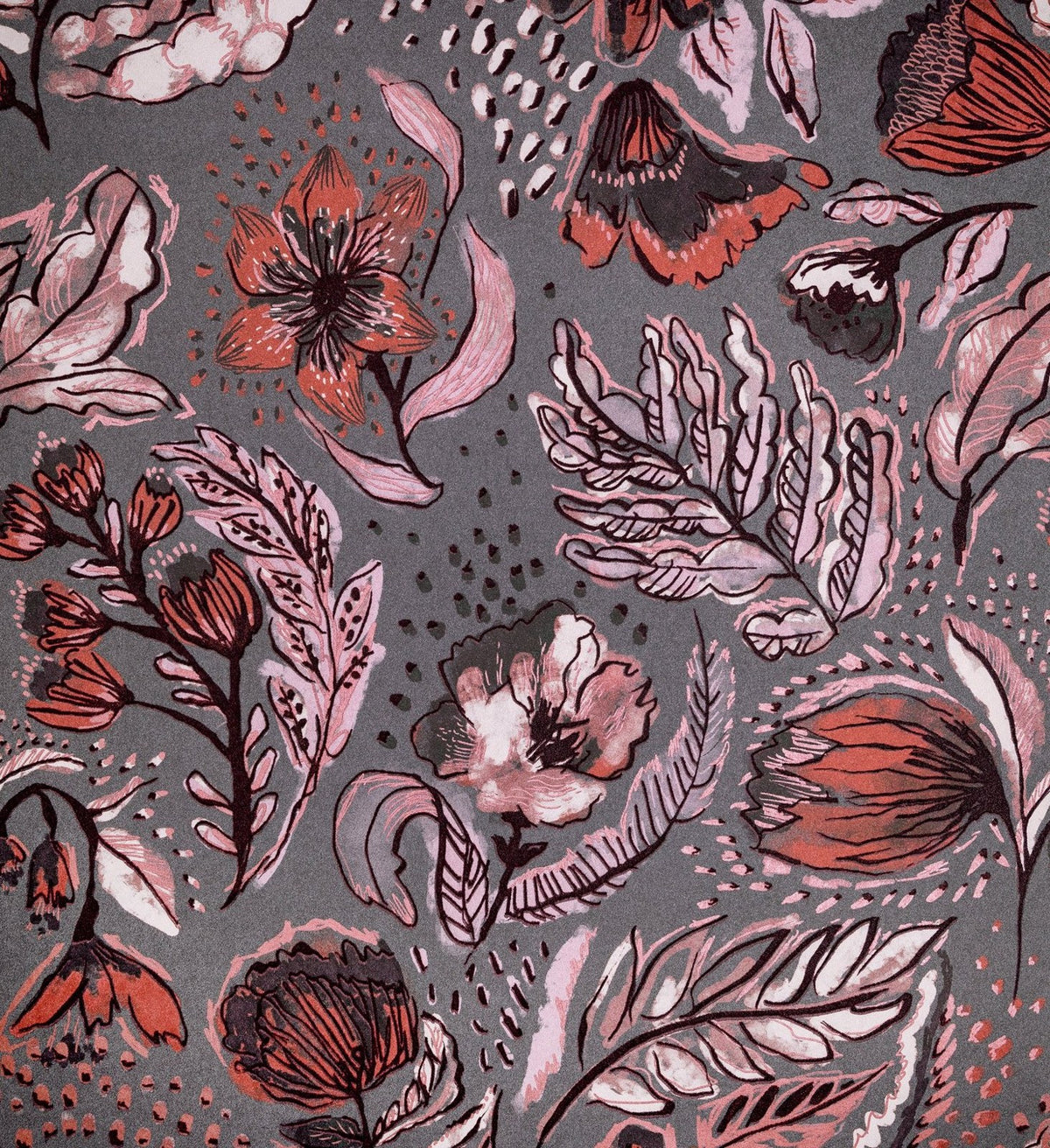 The ReBorn House TRH51441 Wallpaper in grey and pink, colorway TRH51441.A, swatch
