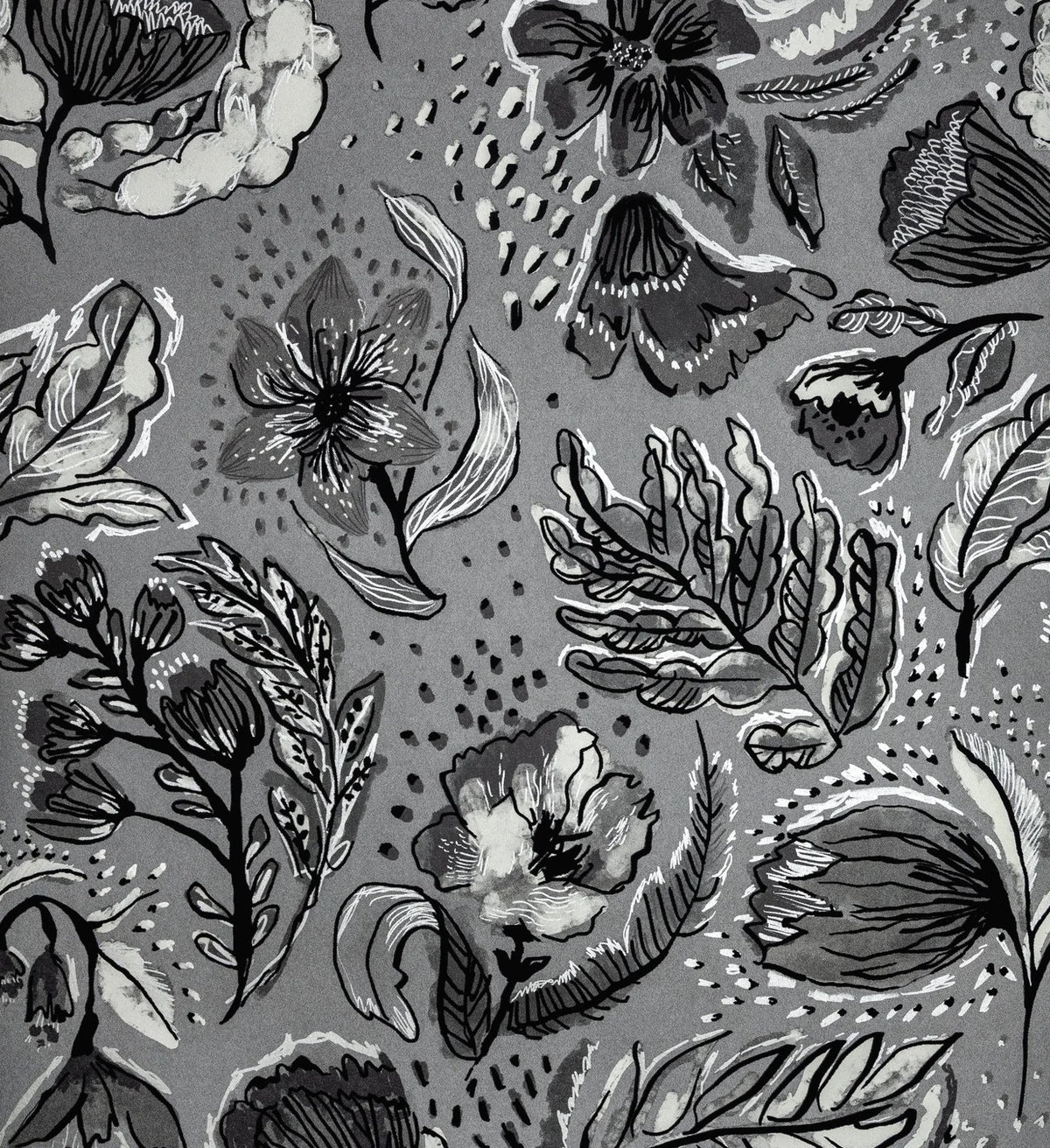 The ReBorn House TRH51445 Wallpaper in grey and black, colorway TRH51445.A, swatch