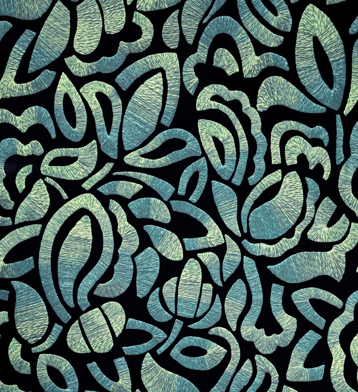 The ReBorn House TRH51449 Wallpaper in teal and black, colorway TRH51449.A, swatch