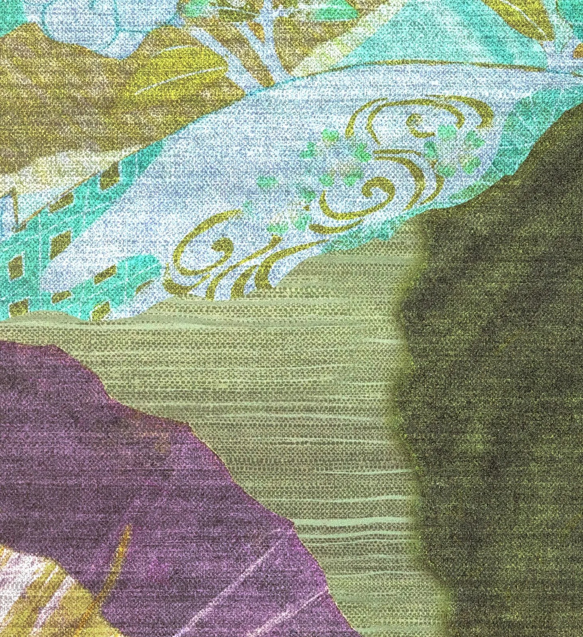 The ReBorn House TRH51622 Wallpaper Mural in green and teal, colorway TRH51622.B, swatch