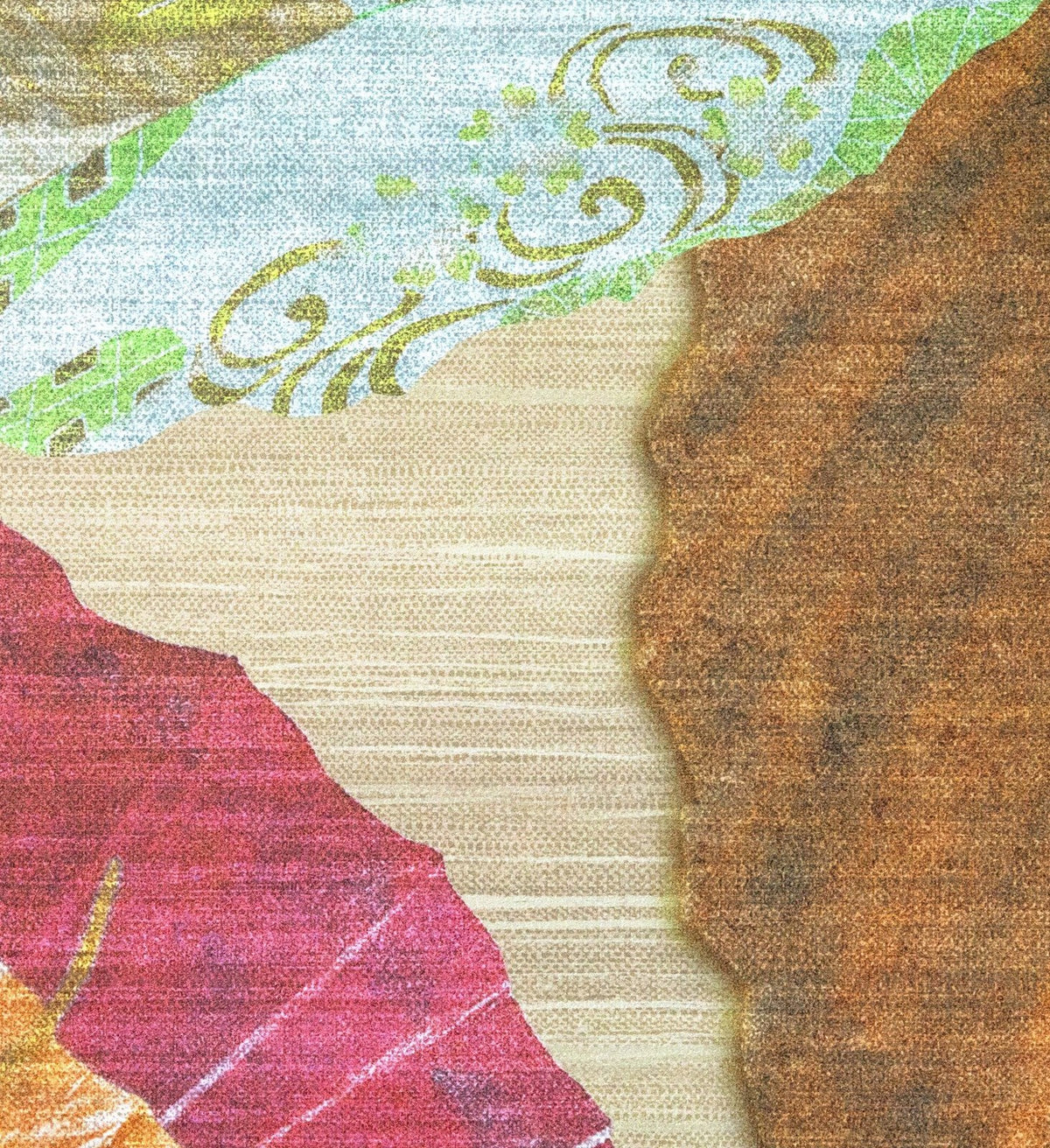 The ReBorn House TRH51622 Wallpaper Mural in green and brown, colorway TRH51622.D, swatch