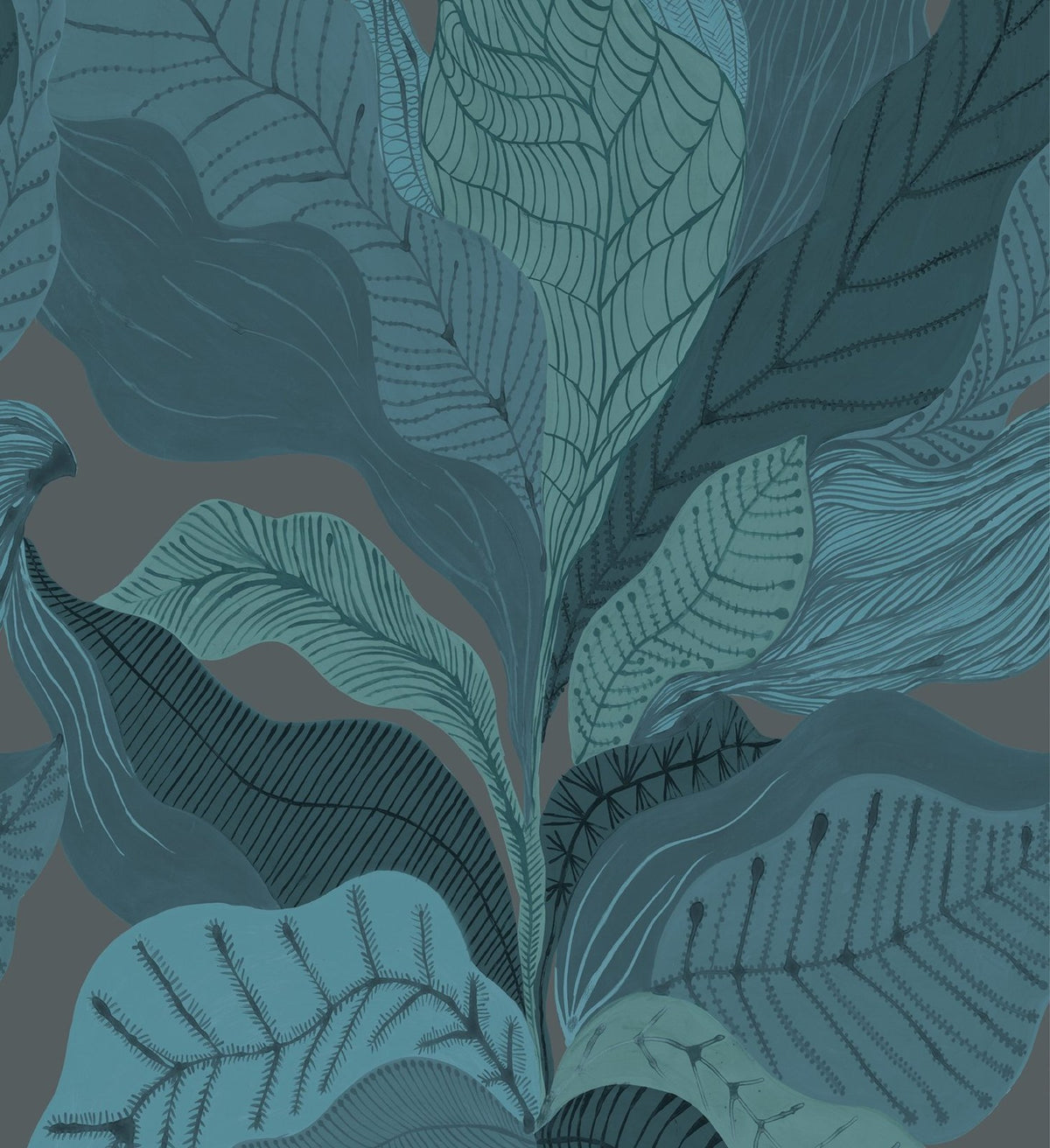 The ReBorn House TRH51677 Wallpaper Mural in grey and teal, colorway TRH51677.B, swatch