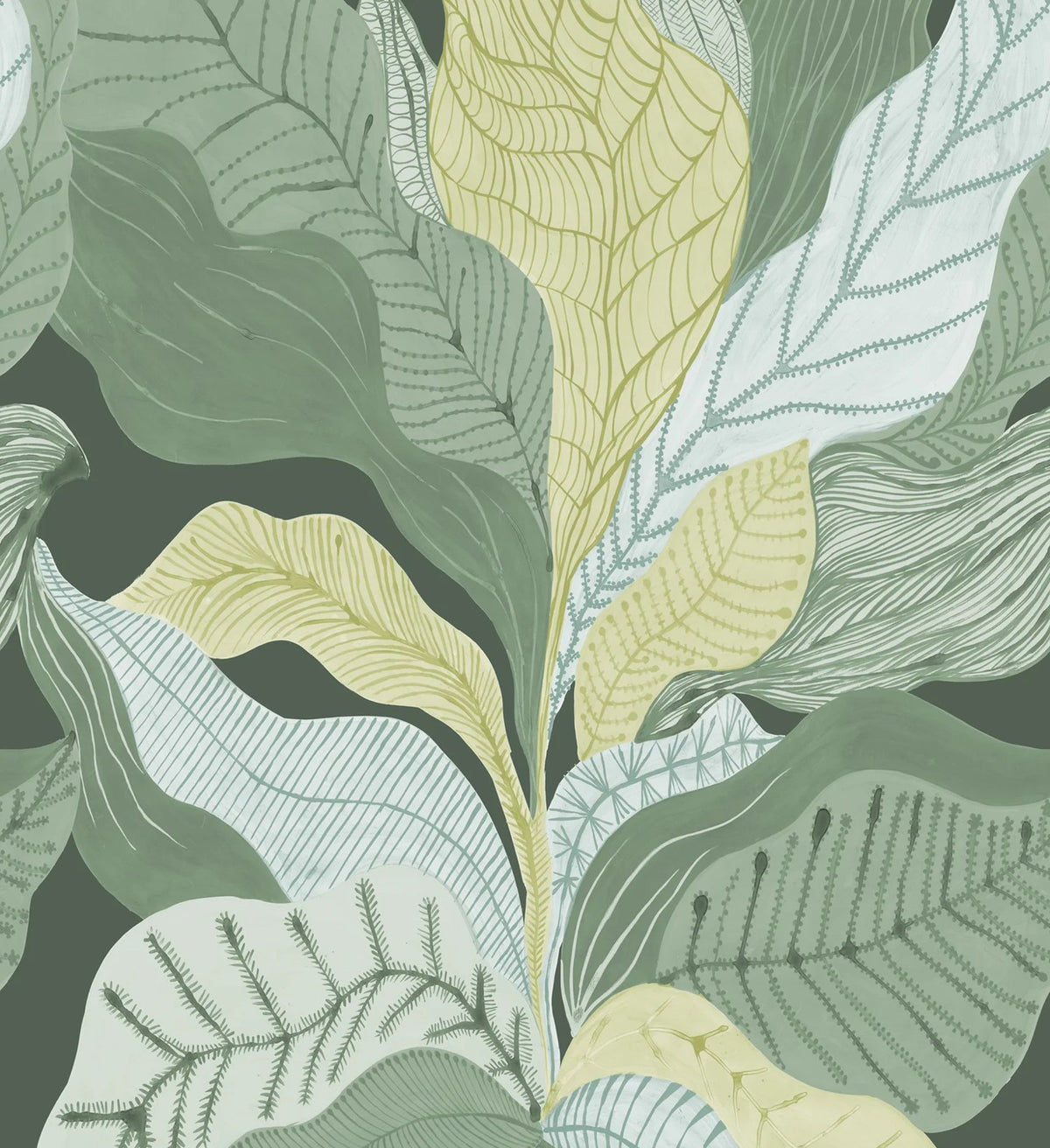 The ReBorn House TRH51677 Wallpaper Mural in green and grey, colorway TRH51677.D, swatch