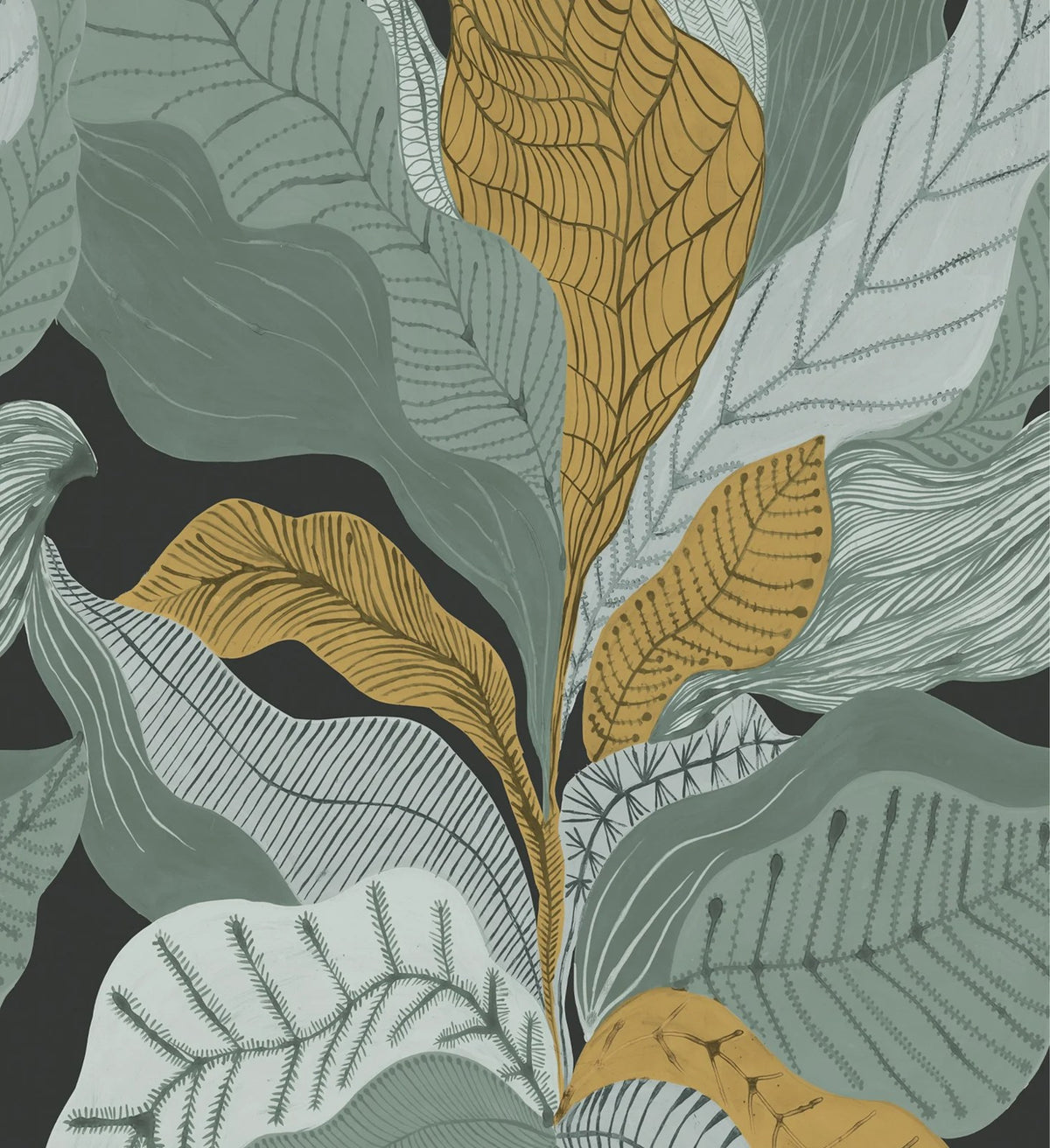 The ReBorn House TRH51677 Wallpaper Mural in green and grey, colorway TRH51677.E, swatch