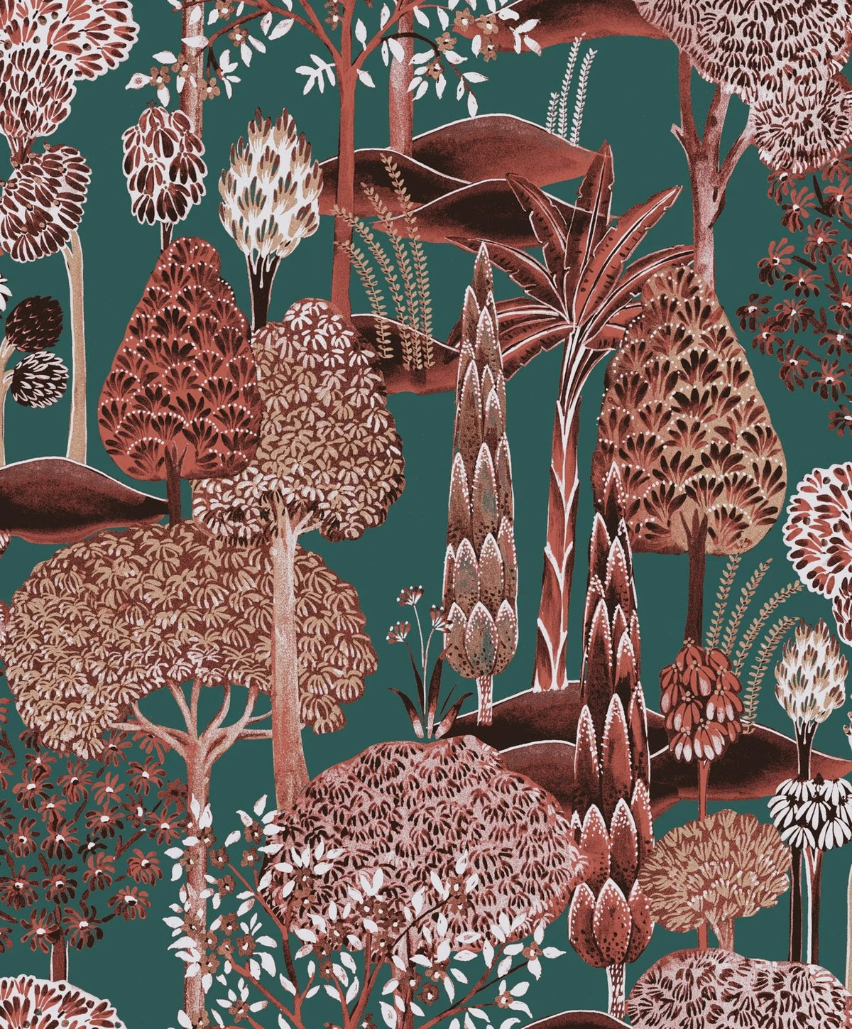 The ReBorn House TRH51693 Wallpaper in brown and teal, colorway TRH51693.B, swatch