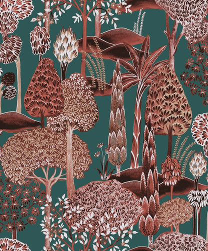 The ReBorn House TRH51693 Wallpaper in brown and teal, colorway TRH51693.B, swatch