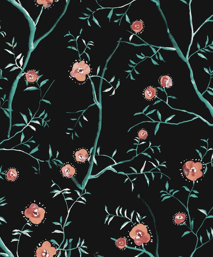 The ReBorn House TRH51695 Wallpaper in black and teal, colorway TRH51695.C, swatch