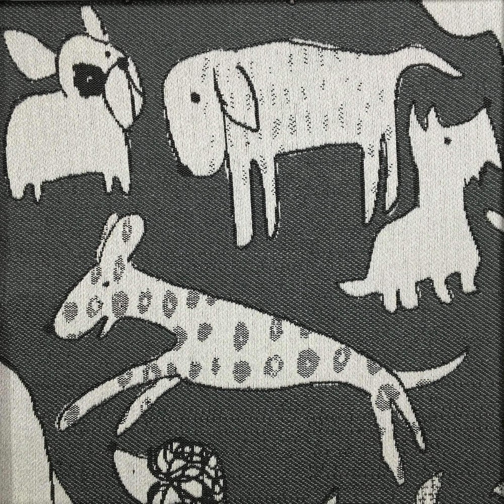 The ReBorn House TRH5663 Performance Jacquard in Graphite, colorway TRH5663.A, dog print in grey