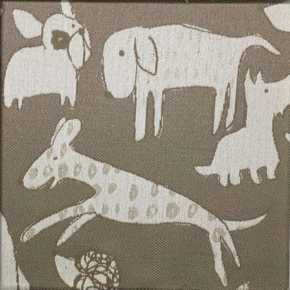 The ReBorn House TRH5663 Performance Jacquard in Sand, colorway TRH5663.C, dog print in neutral, brown and grey