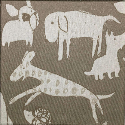The ReBorn House TRH5663 Performance Jacquard in Sand, colorway TRH5663.C, dog print in neutral, brown and grey