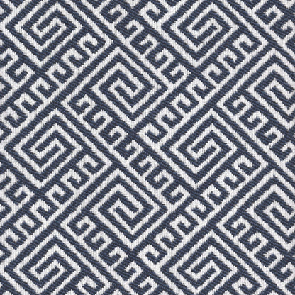 The ReBorn House TRH5697 Outdoor Performance Jacquard in Navy, colorway TRH5697.A, greek key in blue and white