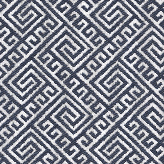 The ReBorn House TRH5697 Outdoor Performance Jacquard in Navy, colorway TRH5697.A, greek key in blue and white