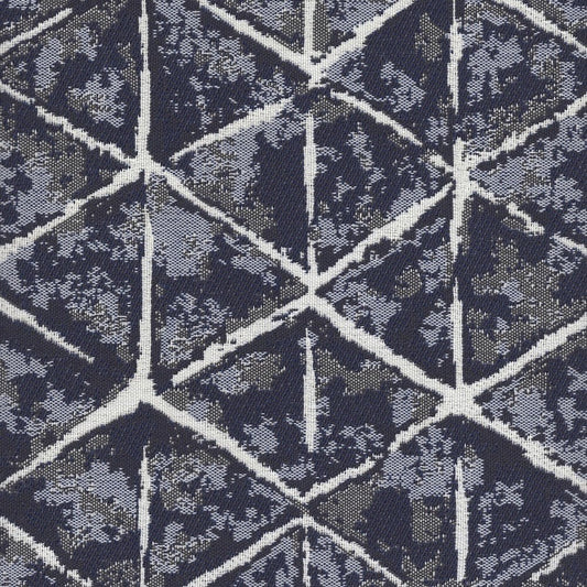 The ReBorn House TRH5721 Outdoor Performance Jacquard in Navy, colorway TRH5721.A, shibori in blue and grey