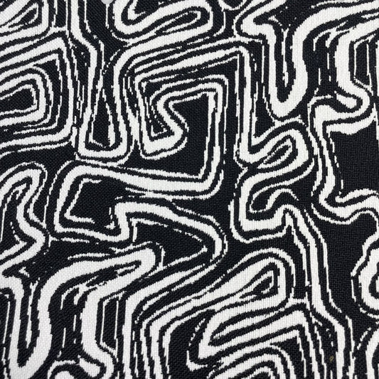 The ReBorn House TRH5726 Outdoor Performance Jacquard in Carbon, colorway TRH5726.A, abstract in black, white and grey
