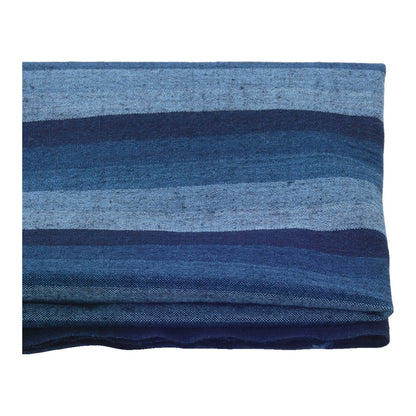 The ReBorn House TRH5776 Futo-Katsuo-Jima Aizome Indigo Stripe Cotton in Kon Gradient Indigo, colorway TRH5776.A, folded on white