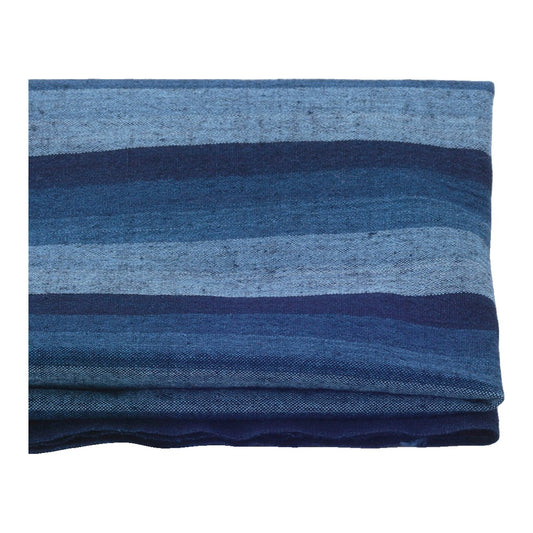 The ReBorn House TRH5776 Futo-Katsuo-Jima Aizome Indigo Stripe Cotton in Kon Gradient Indigo, colorway TRH5776.A, folded on white