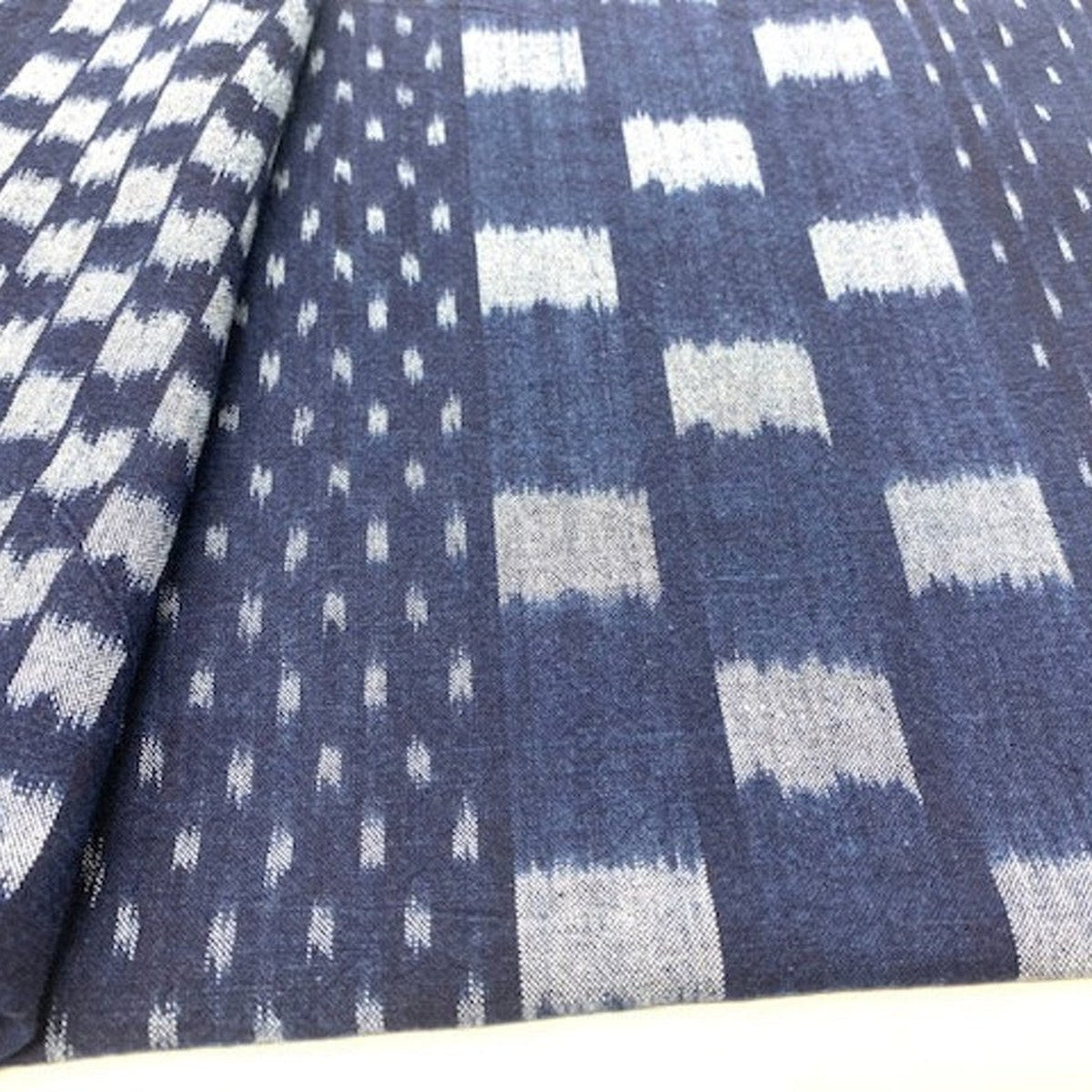 The ReBorn House TRH5777 Kōshi-Gasuri Multi-Pattern Indigo Ikat Cotton in Kon Multi-Pattern, colorway TRH5777.A, flat fabric swatch