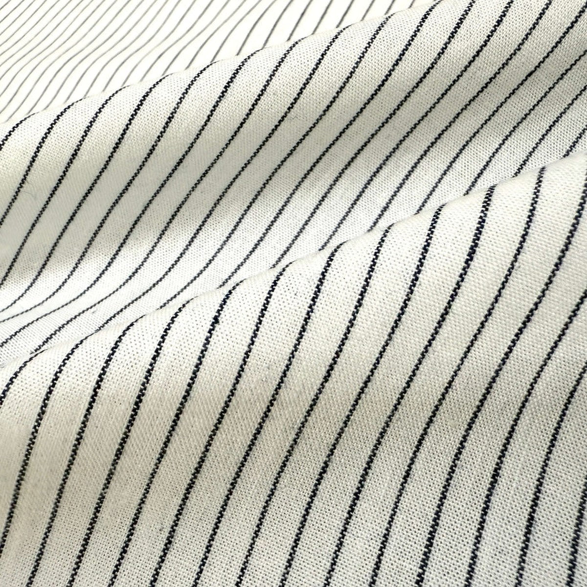 The ReBorn House TRH5780 Aizome Shima Indigo Pinstripe Cotton Chambray in Shiro and Ai Pinstripe, colorway TRH5780.A, flat fabric swatch