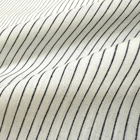 The ReBorn House TRH5780 Aizome Shima Indigo Pinstripe Cotton Chambray in Shiro and Ai Pinstripe, colorway TRH5780.A, flat fabric swatch