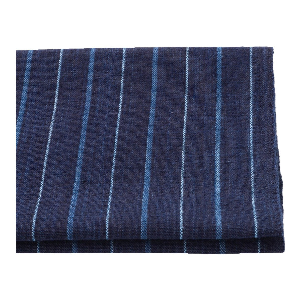 The ReBorn House TRH5785 Matsusaka Momen Aizome Stripe Cotton, colorway TRH5785.A Futo-Daimyō-Jima Kon and Hanada, folded on white